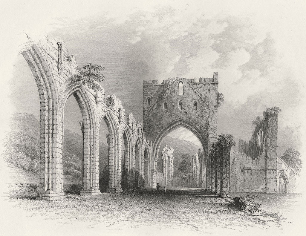 WALES. Nave, Llanthony Priory-Bartlett c1860 old antique vintage print picture